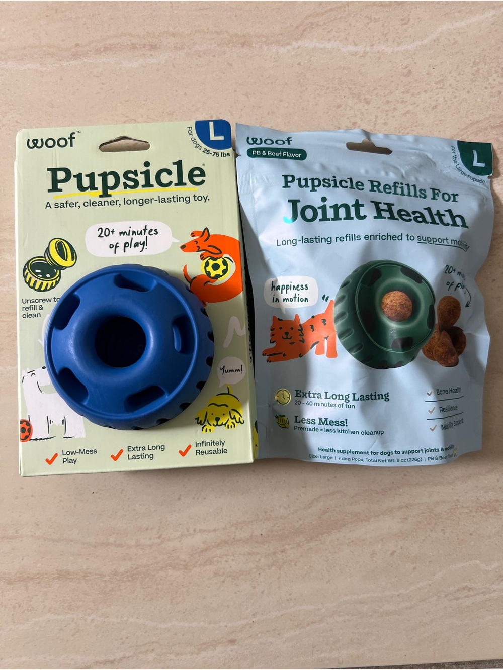 WOOF Pupsicle Treat-Dispensing Toy & Dog Hip & Joint Health Pupsicle Pops Refill